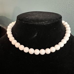 Vintage Hobe’ White Milk Glass Beaded Choker Necklace